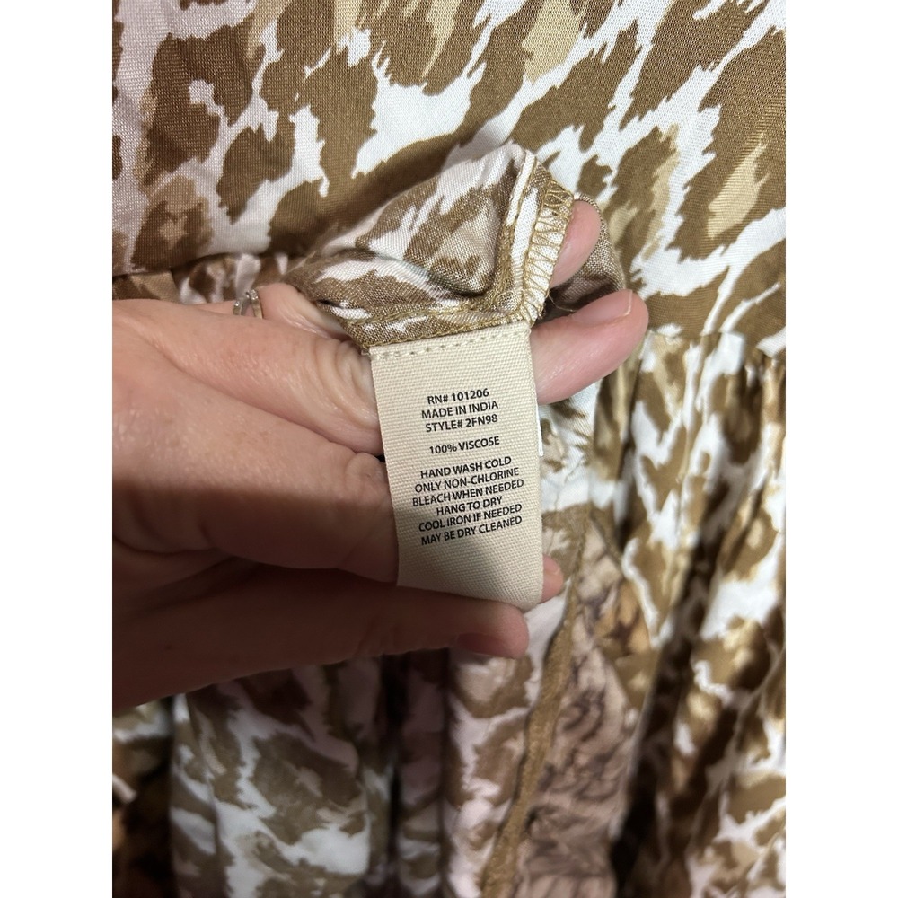Soft Surroundings Leopard Maxi Dress Womens Sz S Mocha Brown Scoop Neck NWT - Picture 6 of 6